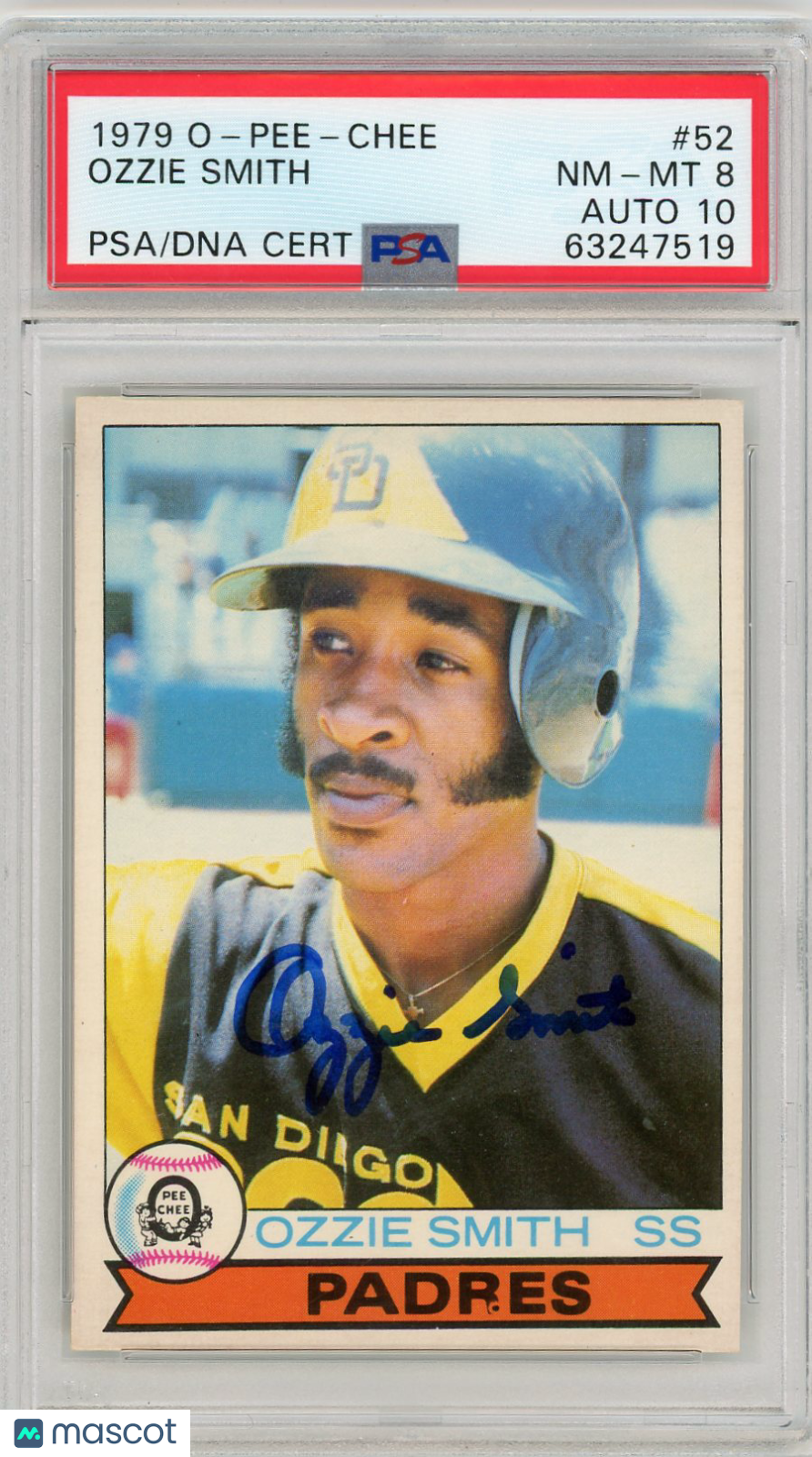 1979 O-Pee-Chee Ozzie Smith #52 PSA 8 Auto 10