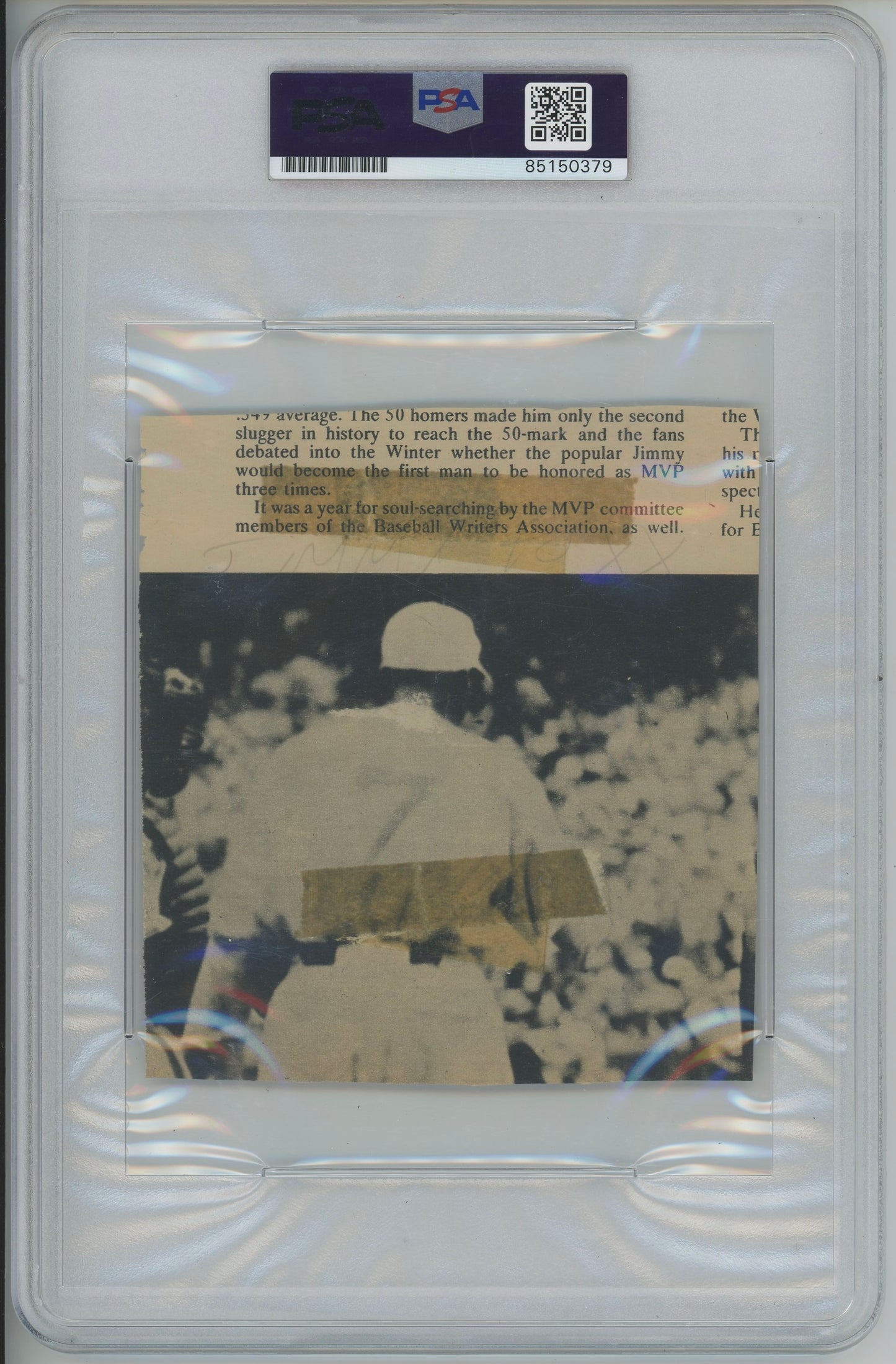 1933 Jimmie Foxx PSA A Auto A