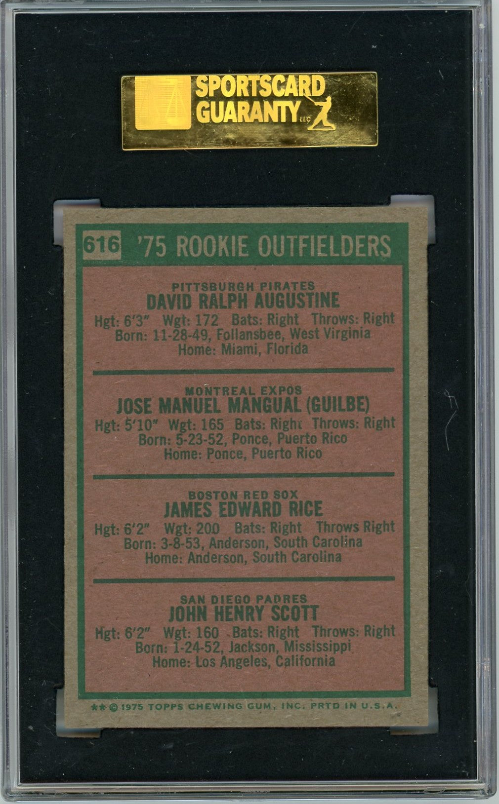 1975 Topps Jim Rice #616 SGC 7