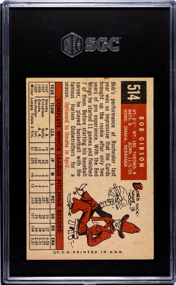 1959 TOPPS BOB GIBSON #514 SGC 4.5