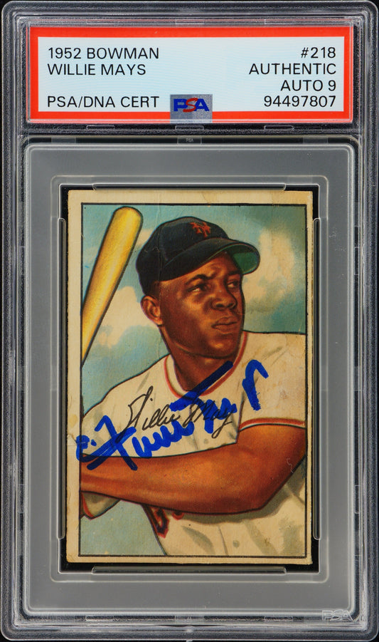 1952 BOWMAN WILLIE MAYS #218 PSA/DNA AA AUTO 9