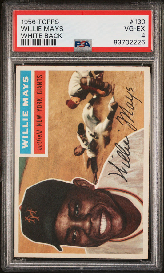 1956 TOPPS WILLIE MAYS WHITE BACK #130 PSA 4