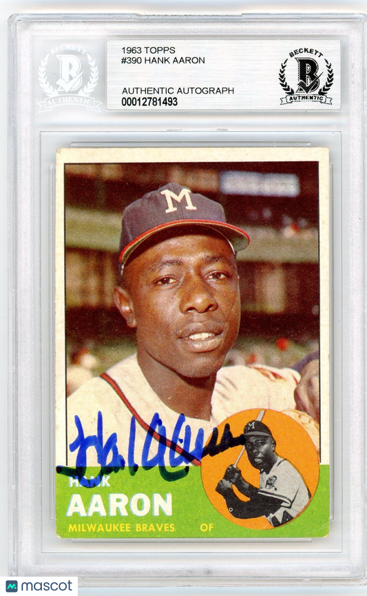 1963 Topps Hank Aaron #390 BVG Authentic BAS Auto A
