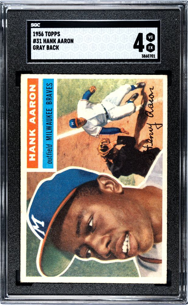 1956 TOPPS HANK AARON GRAY BACK #31 SGC 4