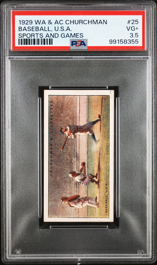 1929 BASEBALL, U.S.A. W.A. & A.C. CHURCHMAN SPORTS AND GAMES #25 PSA 3.5