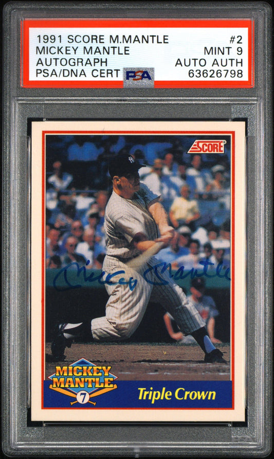 1991 SCORE TRIPLE CROWN MICKEY MANTLE AUTOGRAPH #2 PSA/DNA 9