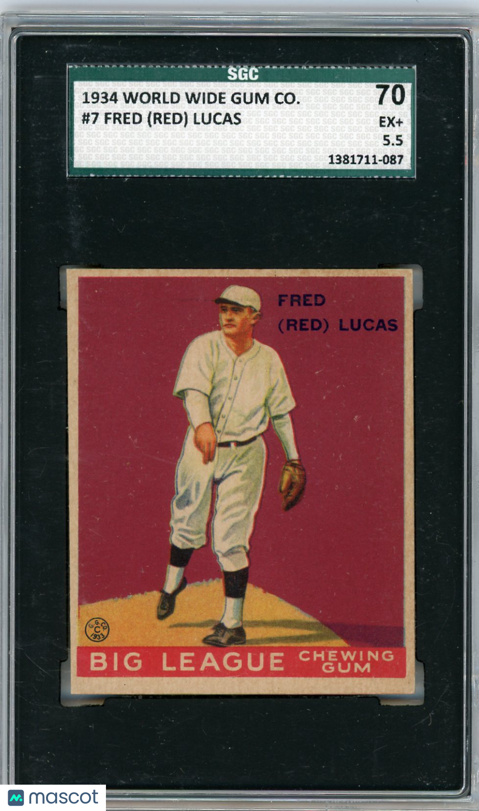 1934 World Wide Gum Co. Fred (Red) Lucas #7 SGC 5.5