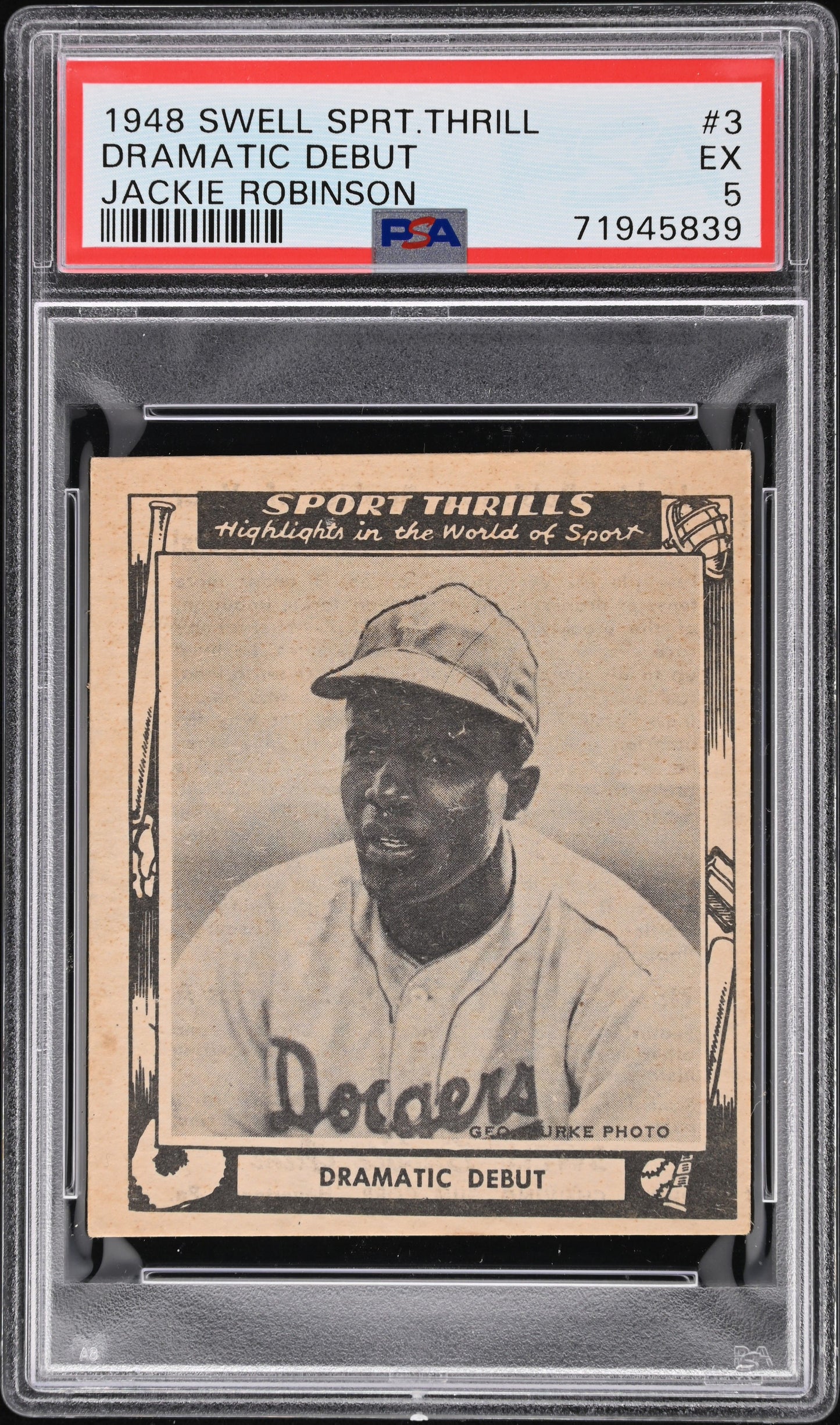 1948 DRAMATIC DEBUT SWELL SPORTS THRILLS JACKIE ROBINSON #3 PSA 5