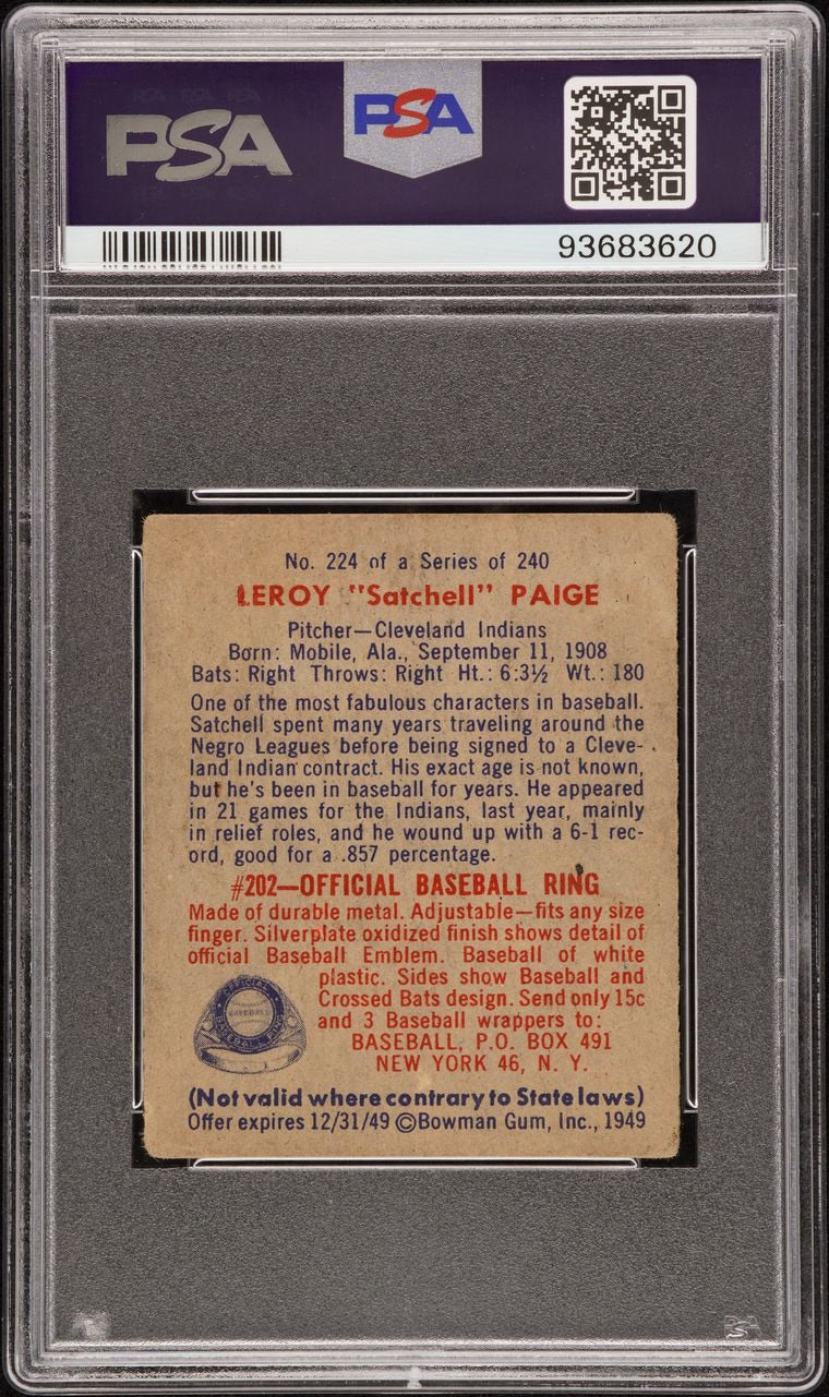 1949 BOWMAN SATCHELL PAIGE #224 PSA 1.5