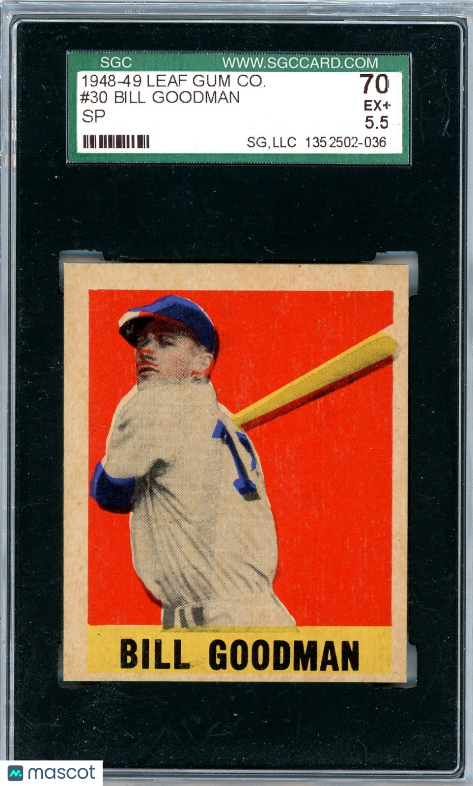 1948 Leaf Gum Co. Bill Goodman #30 SGC 5.5