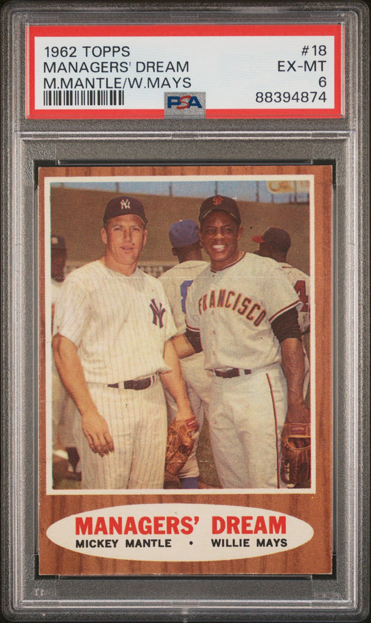 1962 TOPPS MANAGERS' DREAM M.MANTLE/W.MAYS #18 PSA 6