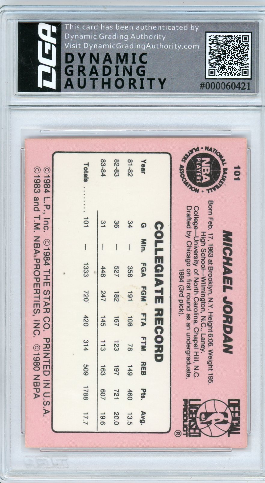 1984 Michael Jordan #101 DGA 2.5