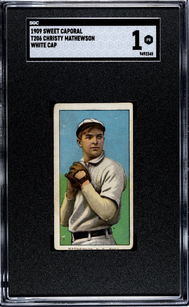 1909 MATHEWSON, CHRISTY SWEET CAPORAL (T206) WHITE CAP SGC 1