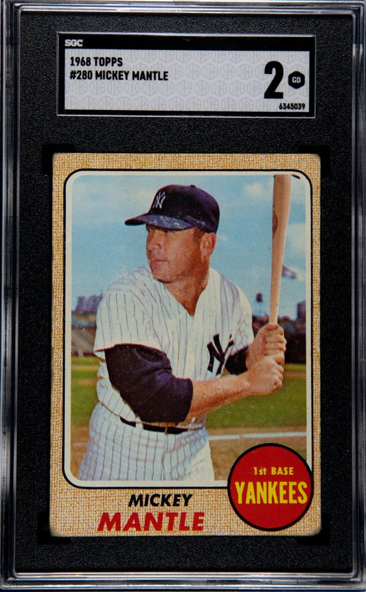 1968 TOPPS MICKEY MANTLE #280 SGC 2