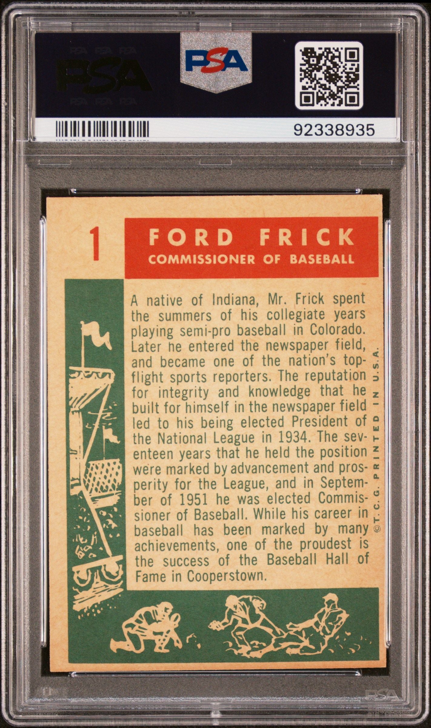 1959 TOPPS FORD FRICK #1 PSA 8