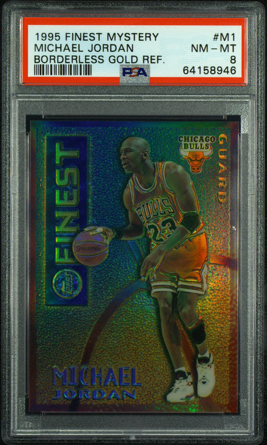 1995 MICHAEL JORDAN FINEST MYSTERY MYSTERY-BORDERLESS REF. #M1 PSA 8