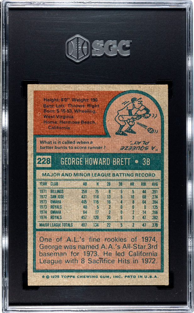 1975 TOPPS GEORGE BRETT #228 SGC 5