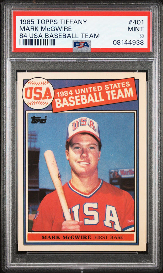 1985 TOPPS MARK MCGWIRE TIFFANY 84 USA BASEBALL TEAM #401 PSA 9