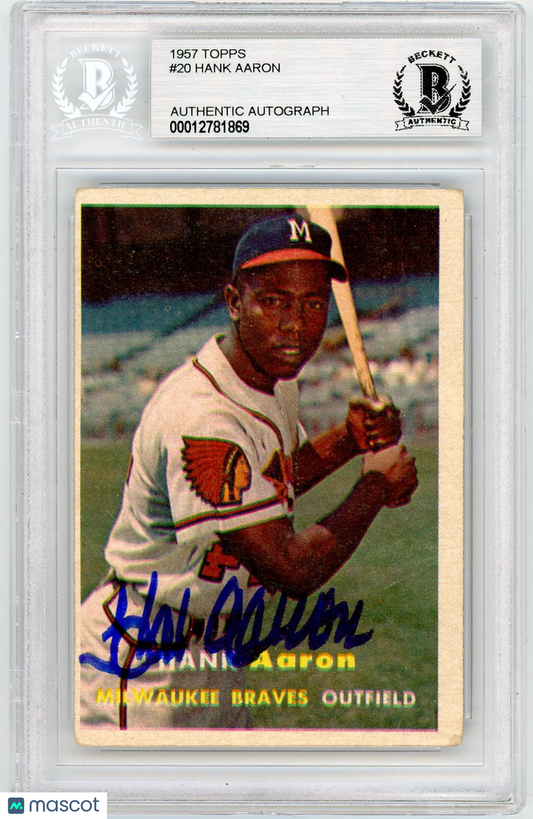 1957 Topps Hank Aaron UER #20 /Reverse BVG Authentic BAS Auto A