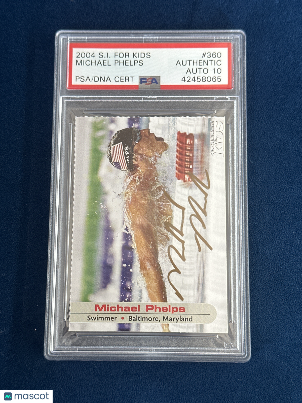2004 S.I. For Kids Michael Phelps #360 PSA A Auto 10