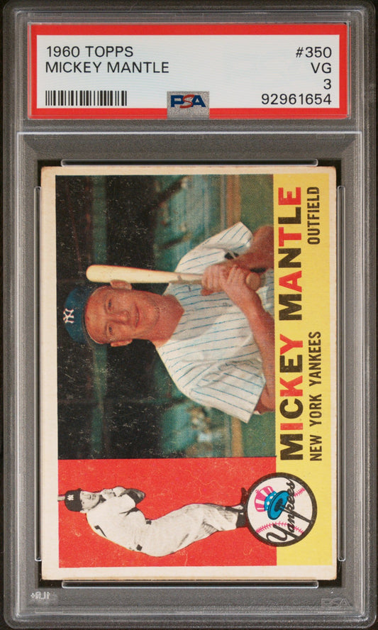 1960 TOPPS MICKEY MANTLE #350 PSA 3