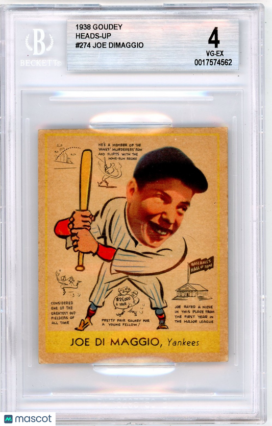 1938 Goudey Heads-Up Joe DiMaggio XRC #274 BVG 4