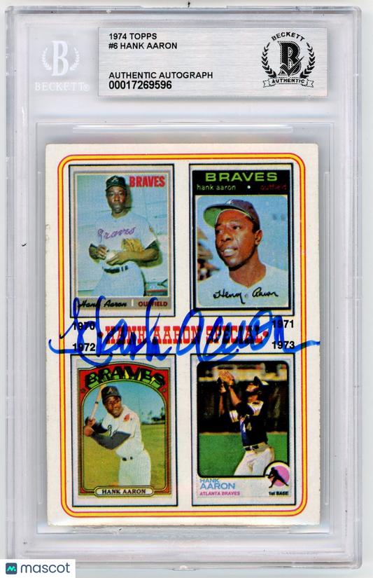 1974 Topps Hank Aaron 70-73 #6 BVG Authentic BAS Auto A