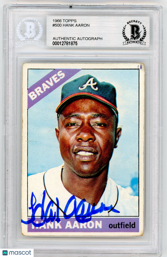 1966 Topps Hank Aaron #500 BVG Authentic BAS Auto A