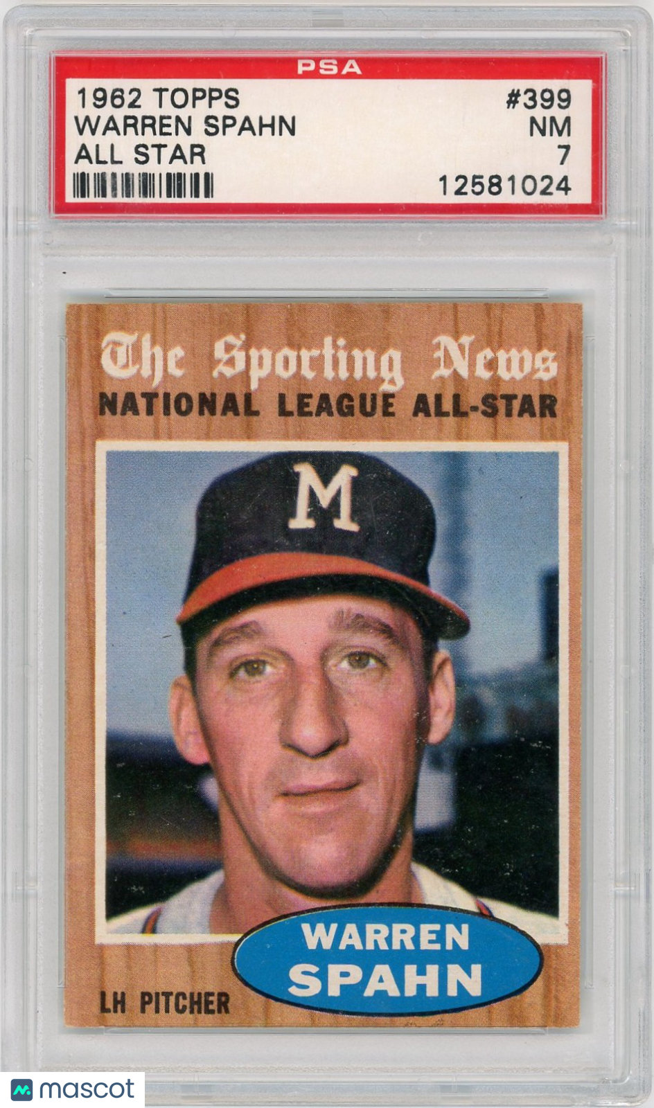 1962 Topps Warren Spahn #399 All Star PSA 7