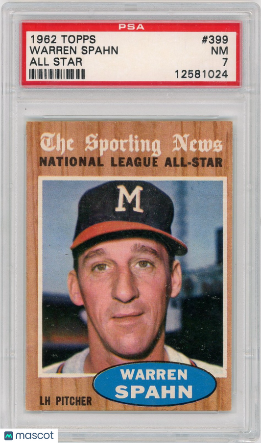 1962 Topps Warren Spahn #399 All Star PSA 7