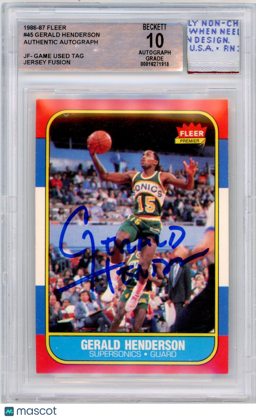 1986 Fleer Gerald Henderson #45 BGS Authentic BAS Auto Authentic