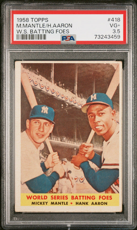 1958 TOPPS M.MANTLE/H.AARON W.S. BATTING FOES #418 PSA 3.5