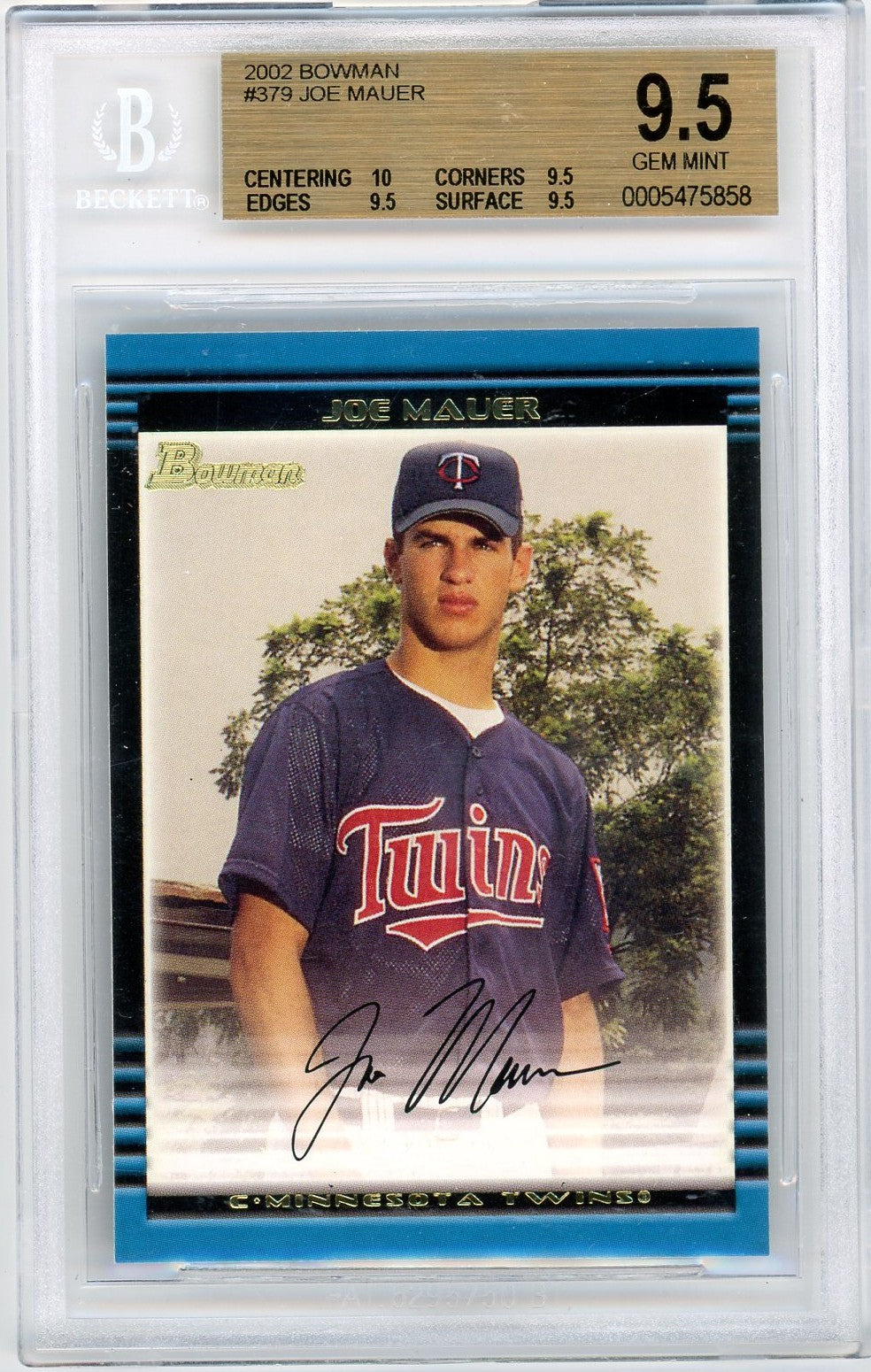 2002 Bowman Joe Mauer #379 BGS 9.5
