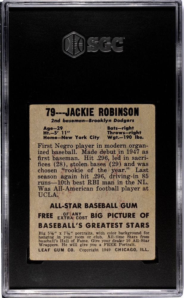 1948-49 GUM JACKIE ROBINSON LEAF CO. #79 SGC 3