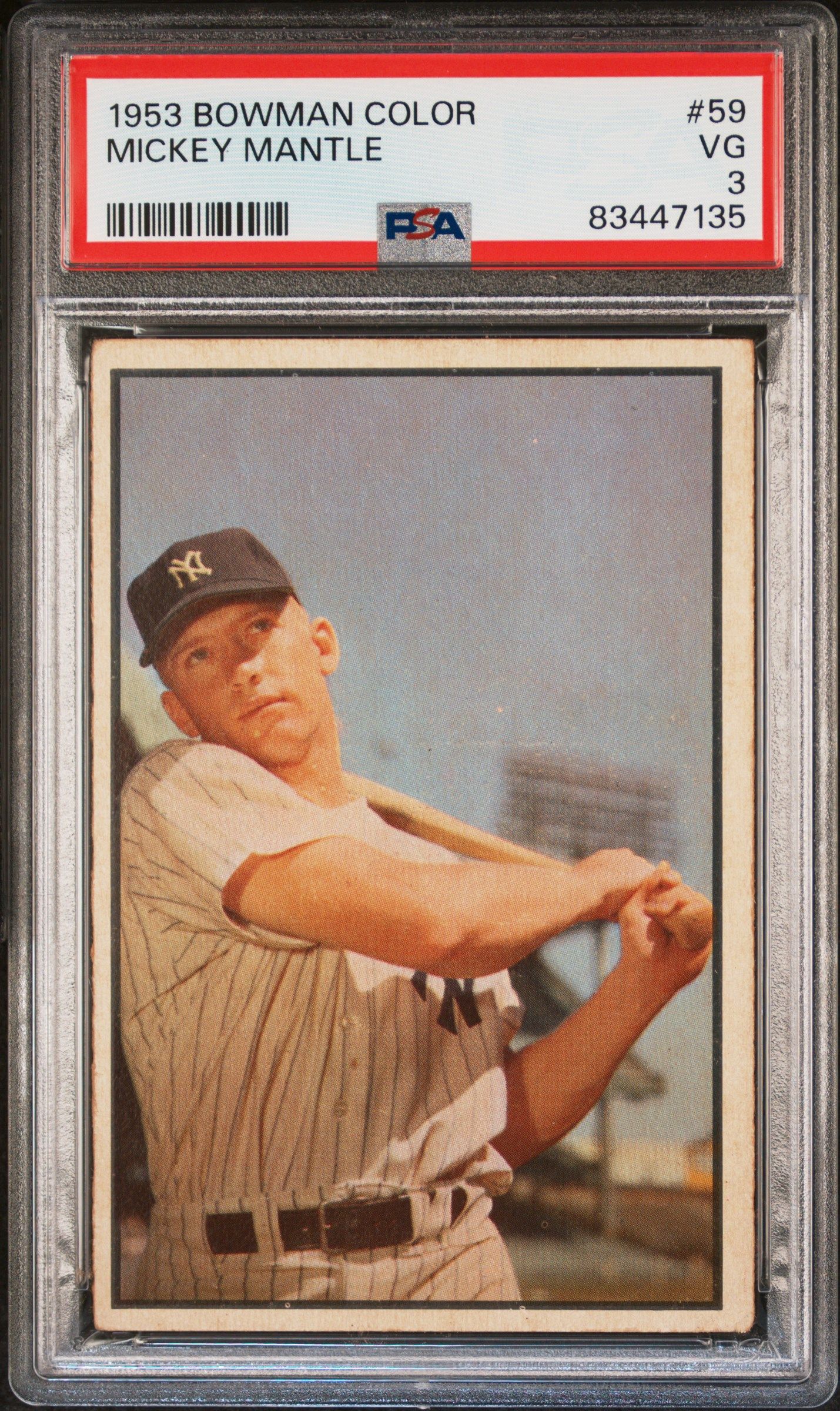 1953 BOWMAN MICKEY MANTLE COLOR #59 PSA 3