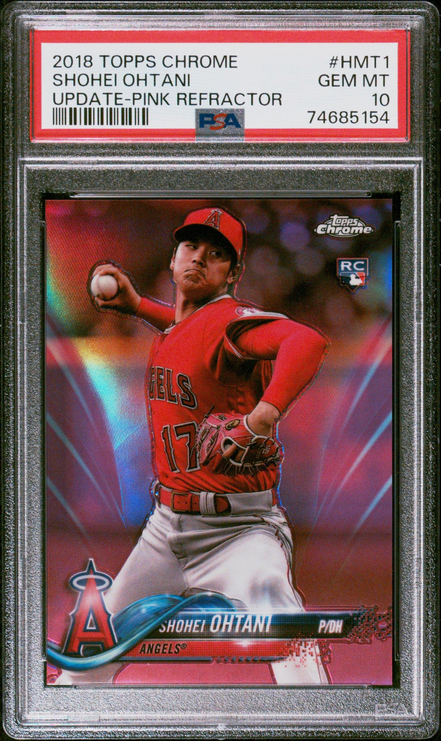 2018 TOPPS SHOHEI OHTANI CHROME UPDATE UPDATE-PINK REFRACTOR #HMT1 PSA 10