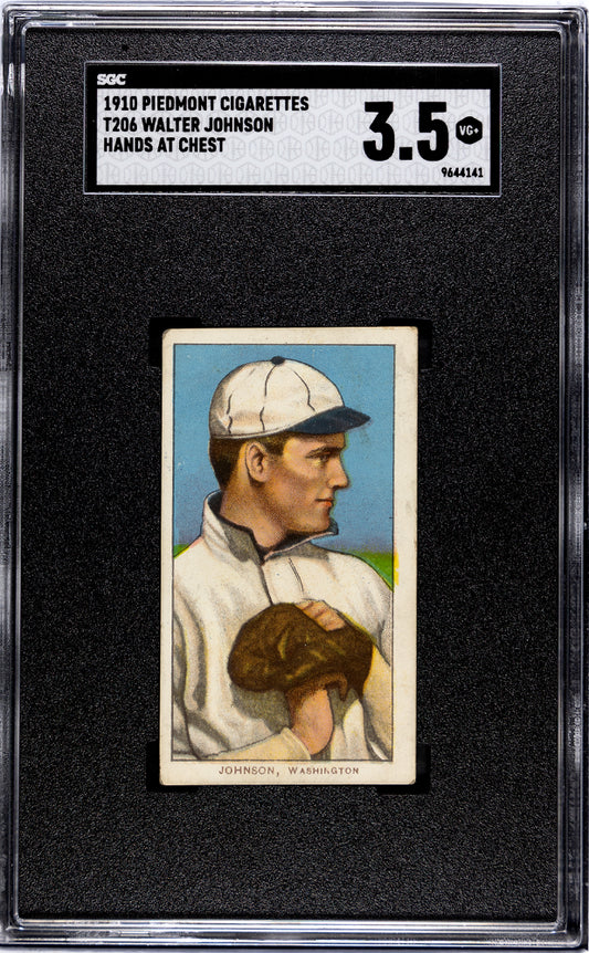 1910 JOHNSON, WALTER PIEDMONT CIGARETTES (T206) HANDS AT CHEST SGC 3.5