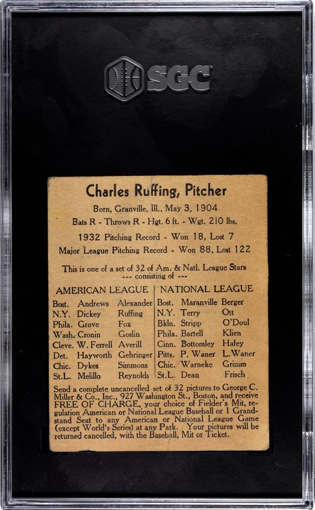 1933 CHARLES RUFFING GEORGE C. MILLER SGC 1