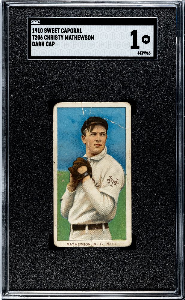 1910 MATHEWSON, CHRISTY SWEET CAPORAL (T206) DARK CAP SGC 1