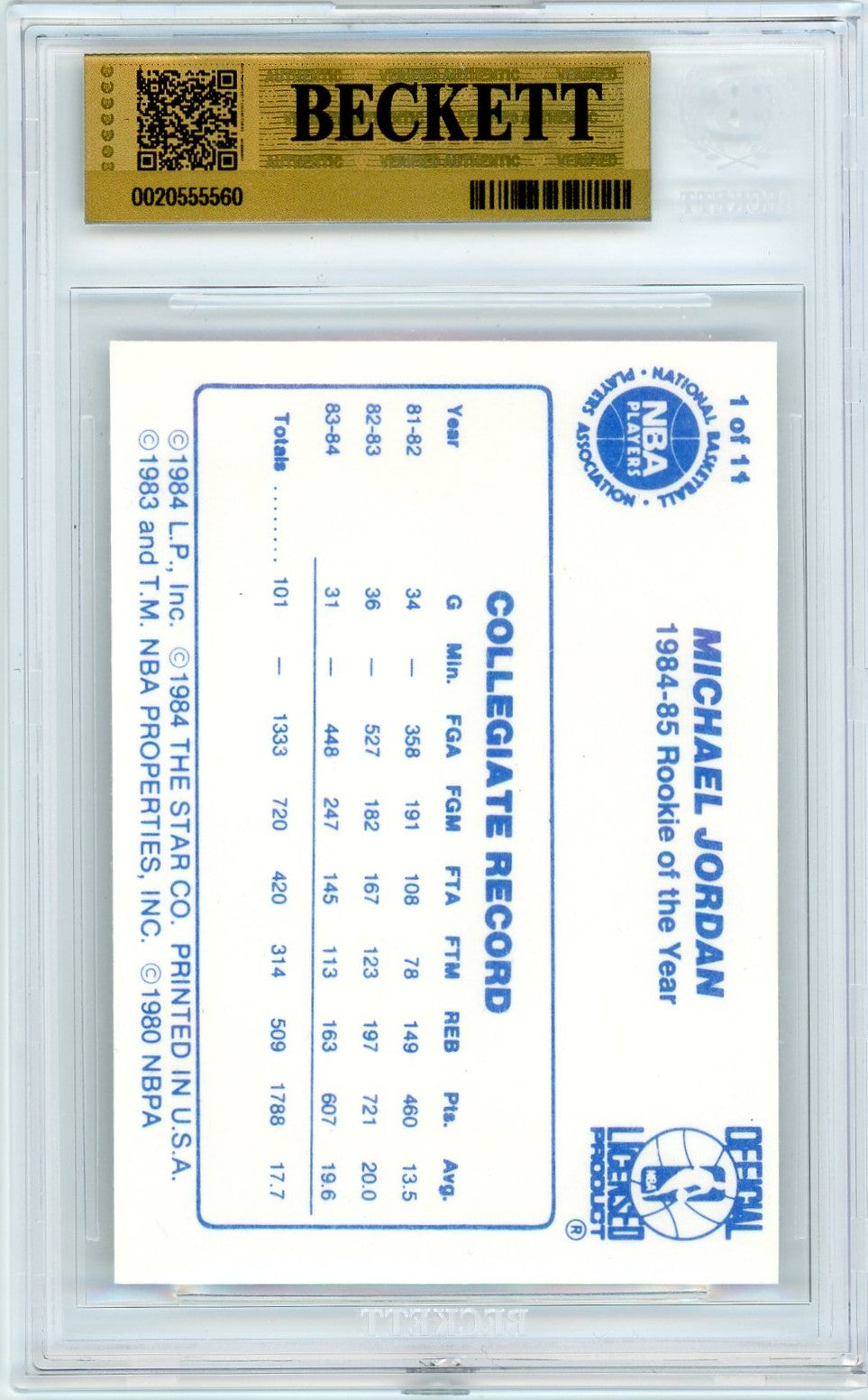 1985 Star Last 11 ROY's Michael Jordan #1 BGS 9.5