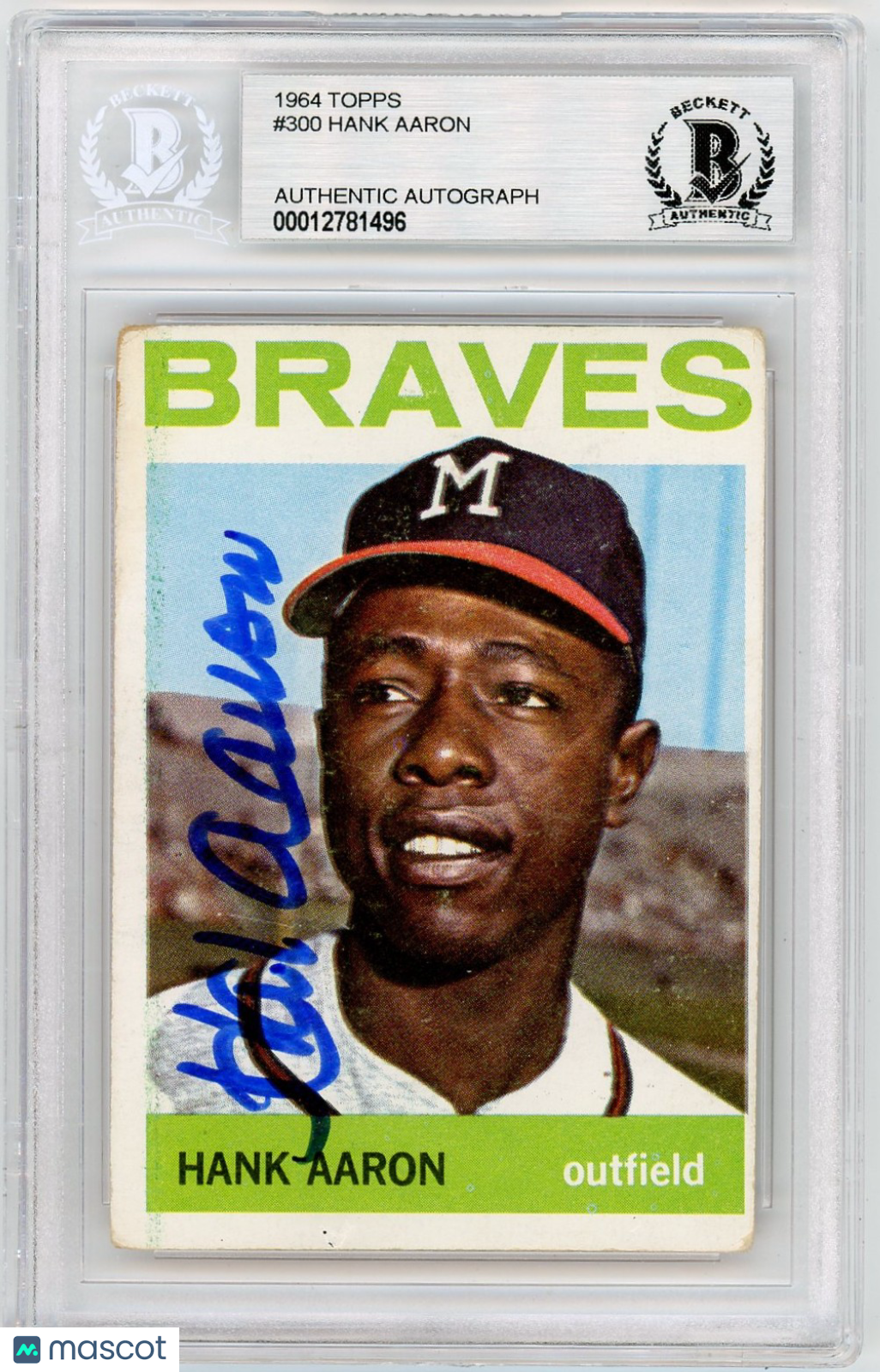 1964 Topps Hank Aaron #300 BVG Authentic BAS Auto A