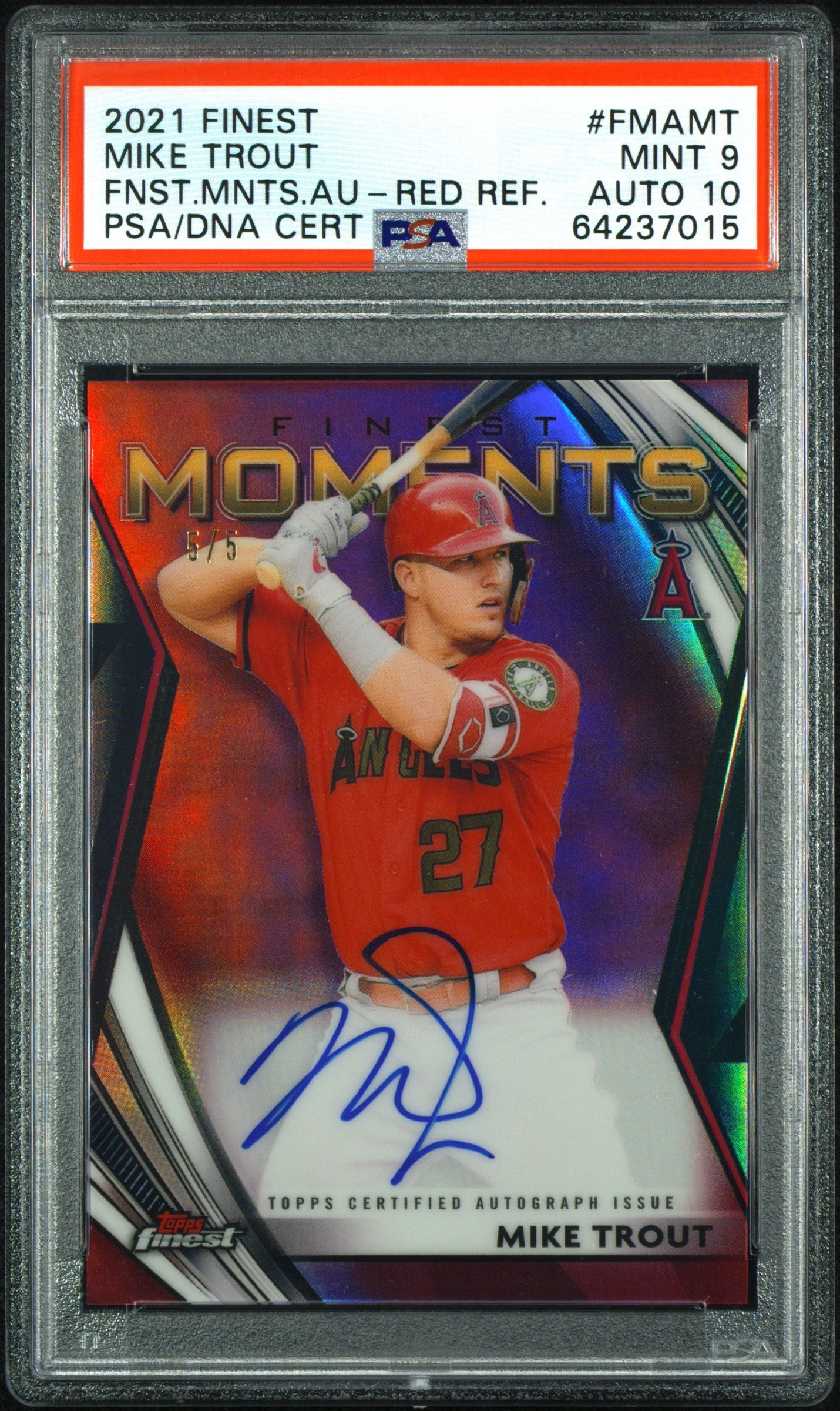 2021 Finest #FMA-MT Mike Trout Finest Moments Autographs PSA 9