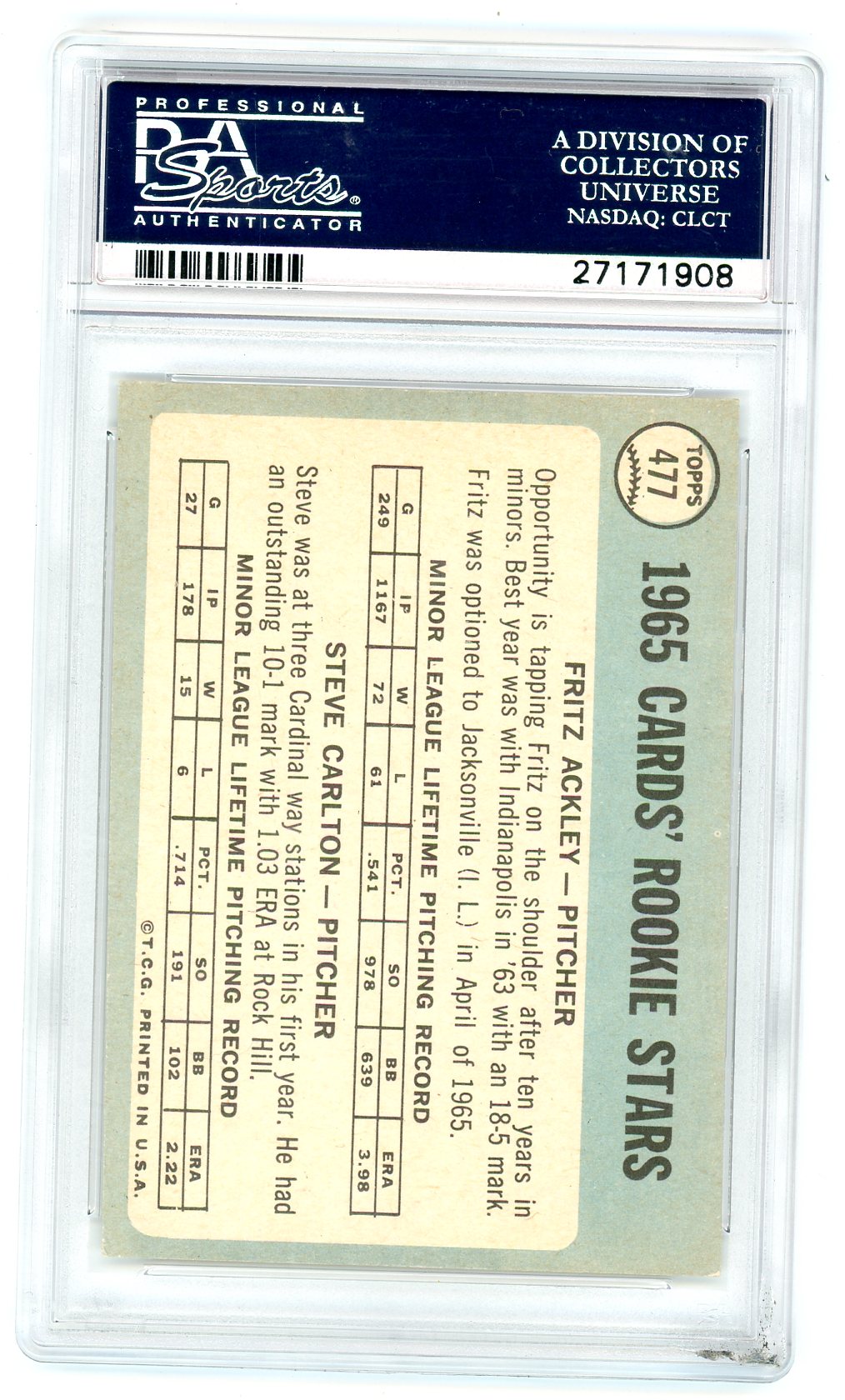 1965 Topps Cardinals Rookies #477 Cardinals Rookies PSA 6 Auto A
