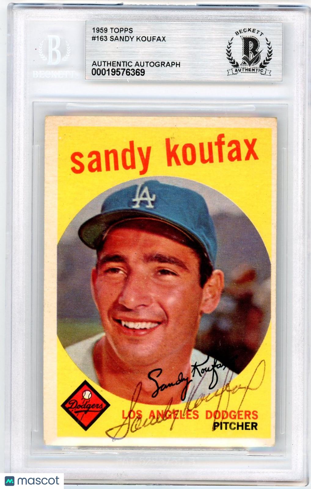 1959 Topps Sandy Koufax #163 BVG Authentic BAS Auto Authentic