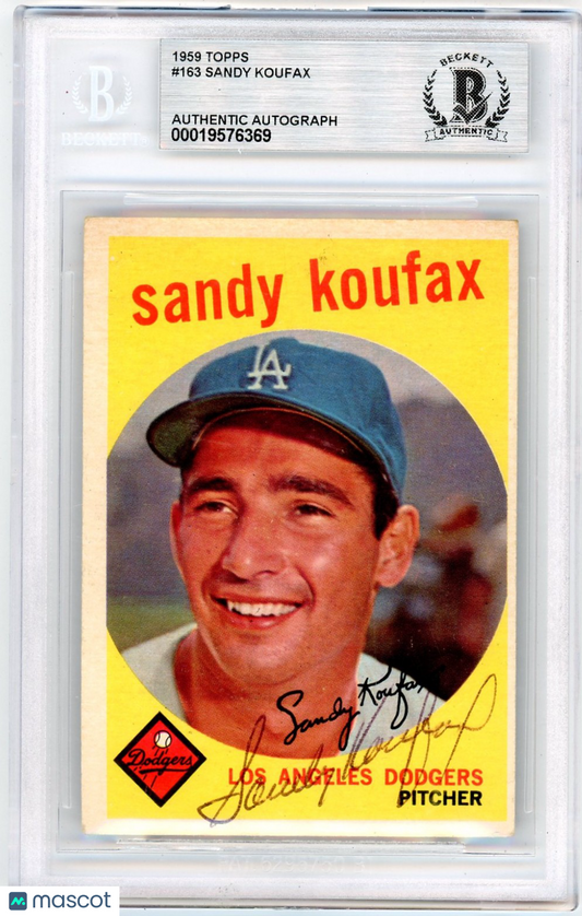 1959 Topps Sandy Koufax #163 BVG Authentic BAS Auto Authentic