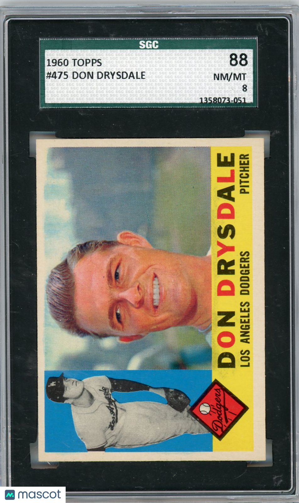 1960 Topps Don Drysdale #475 SGC 8