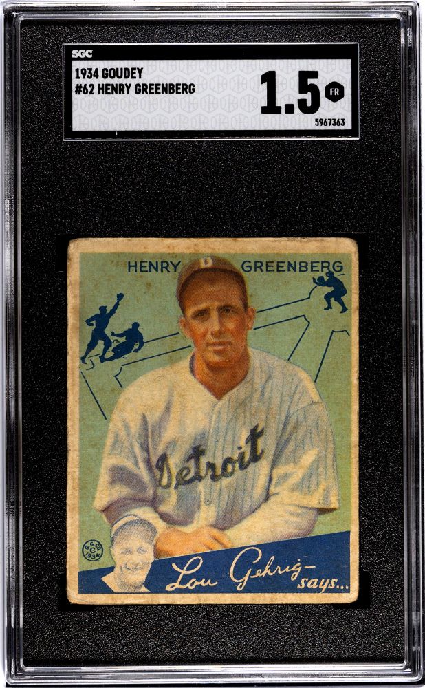 1934 GOUDEY HENRY GREENBERG #62 SGC 1.5