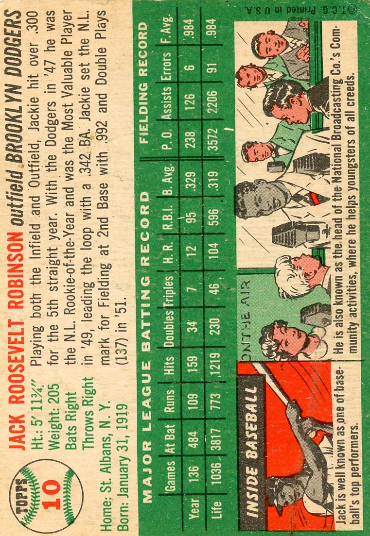 1954 Topps Jackie Robinson #10