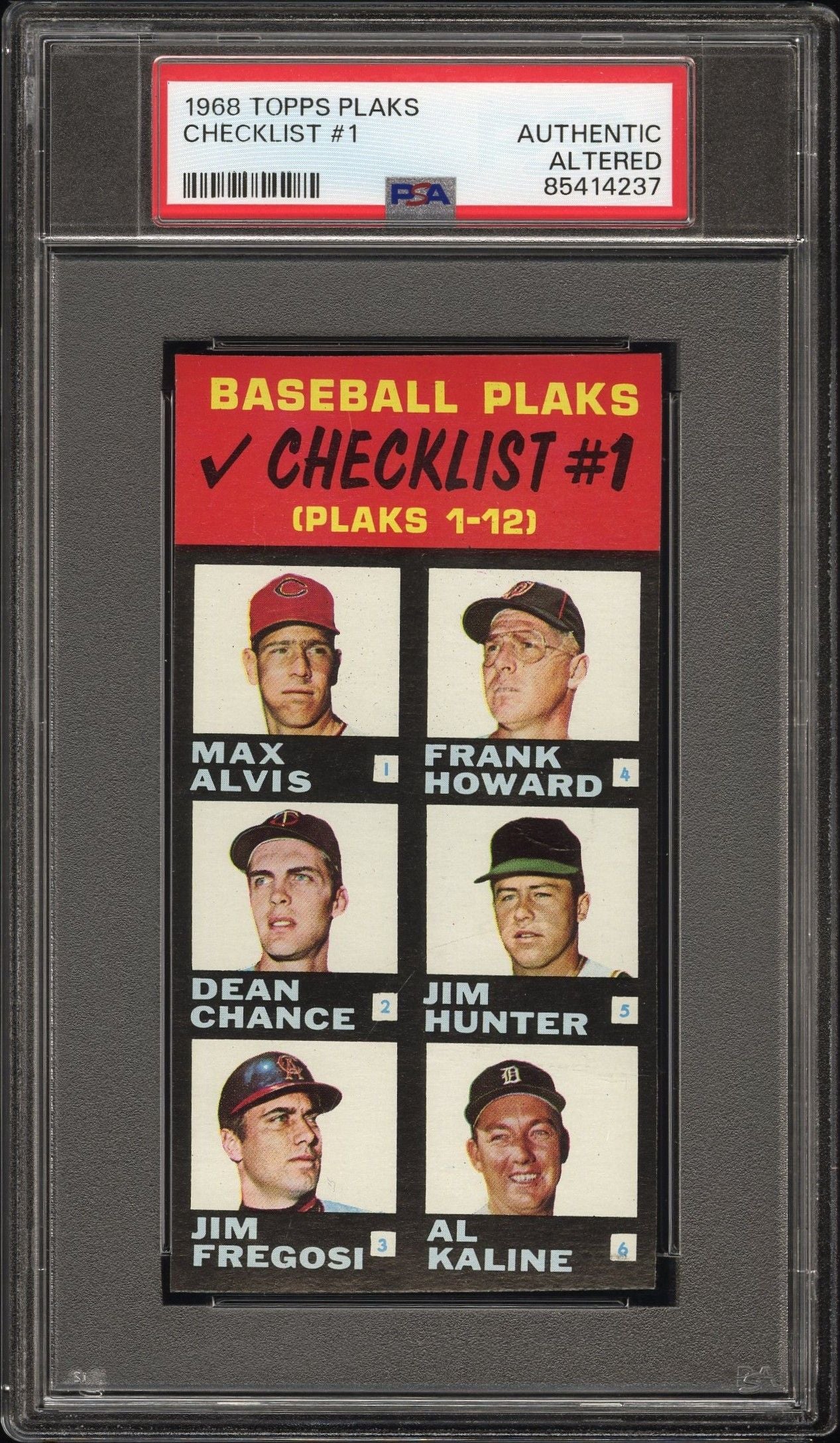 1968 TOPPS CHECKLIST #1 PLAKS PSA AUTHENTIC