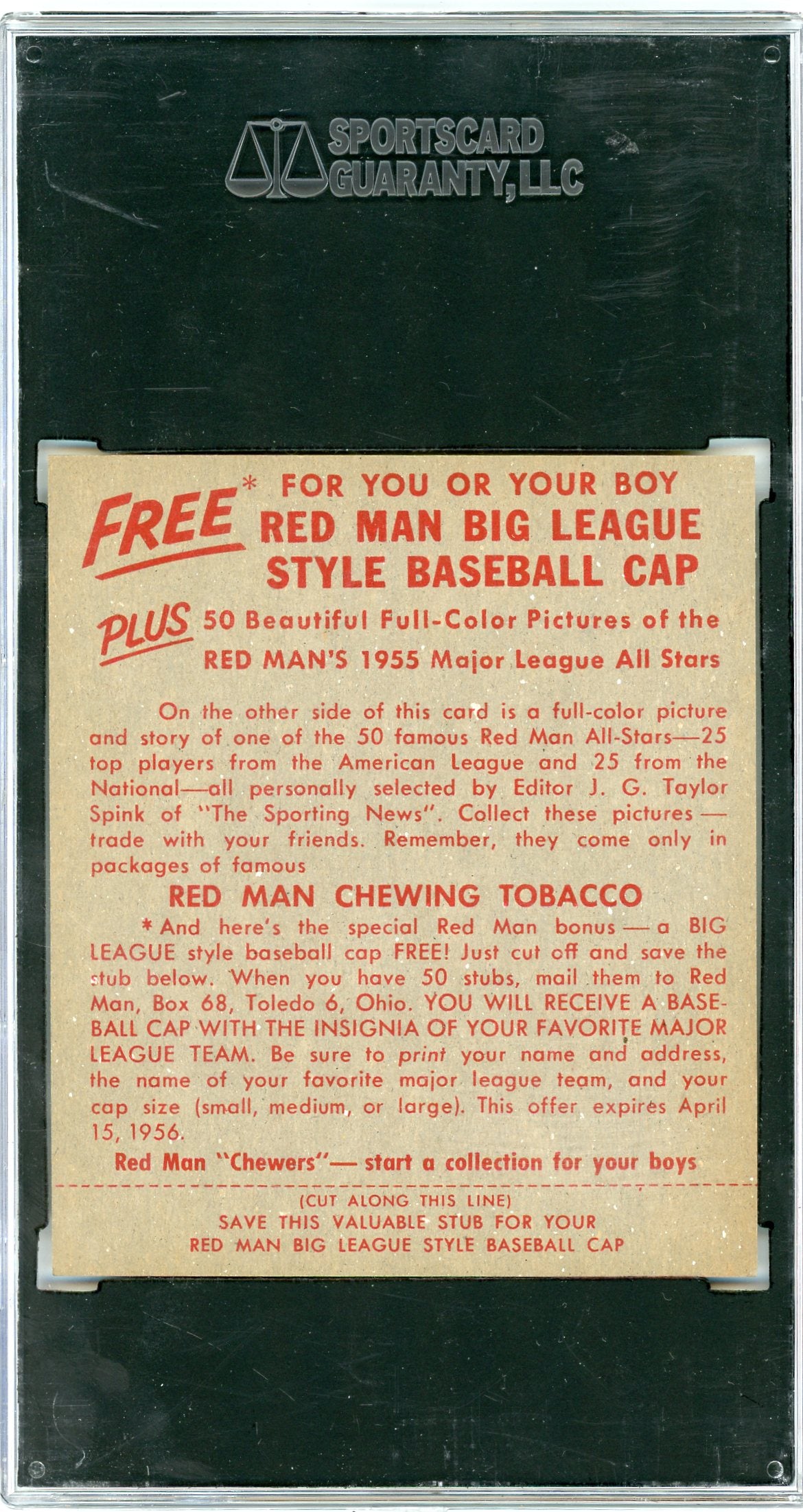 1955 Redman Tobacco Hank Bauer #AL-22 SGC 7